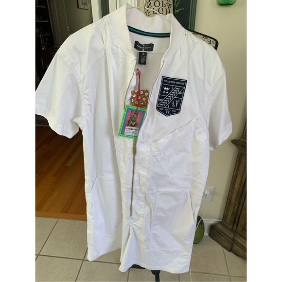 NWT Houston White Adult Unisex Short Sleeve Flight Suit Romper Jumpsuit Size Sma - Picture 1 of 9